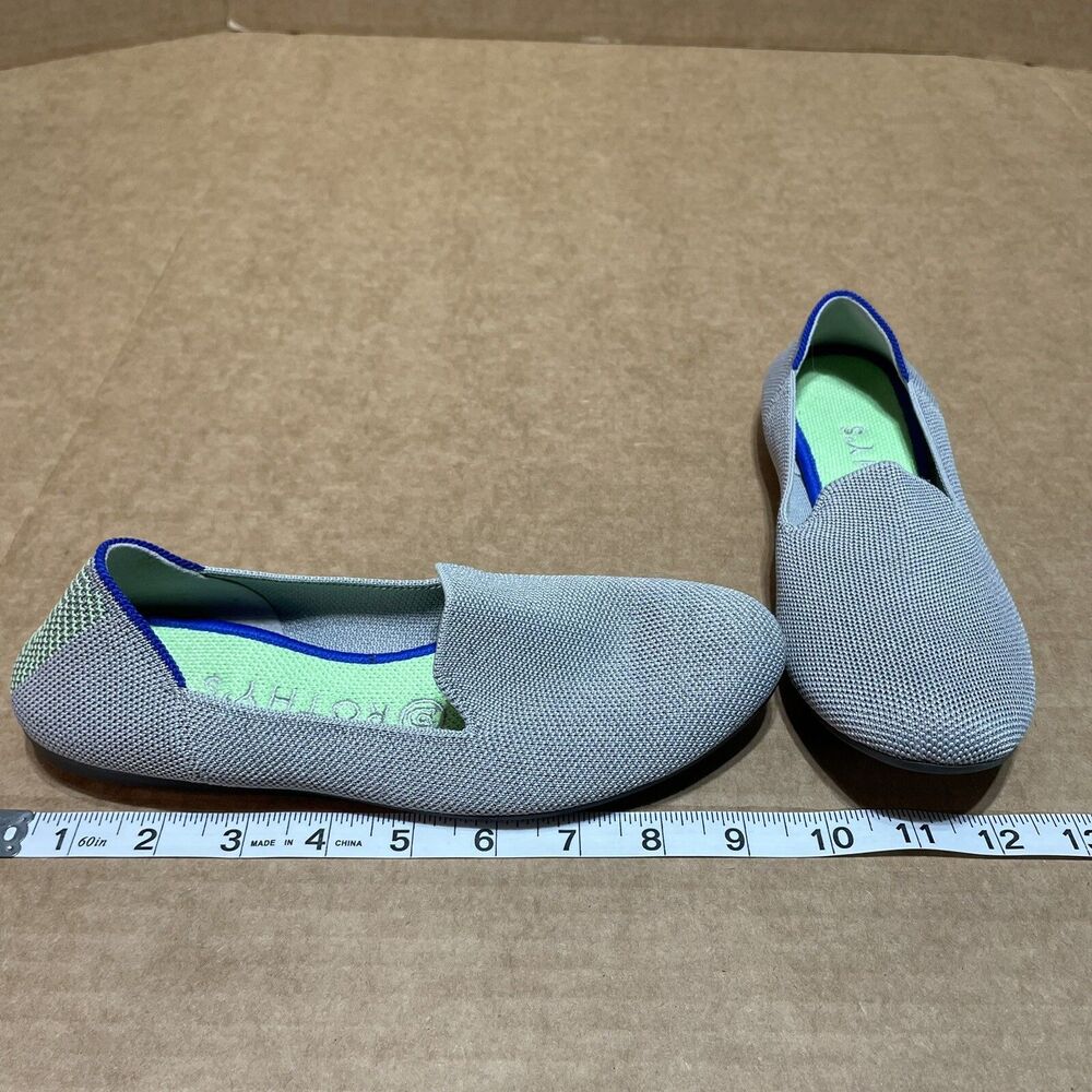 Rothy's The Flat Gray Ballet Flats Round Toe Womens Size 7 Dot Green EUC! - Picture 8 of 9